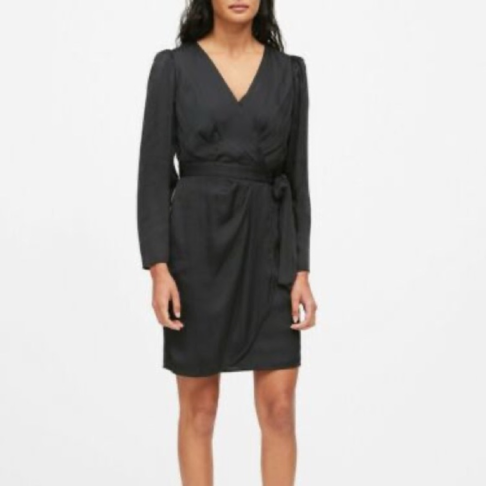 Banana Republic BR | NWT Satin Puff Sleeve Wrap Dress 6T Tall